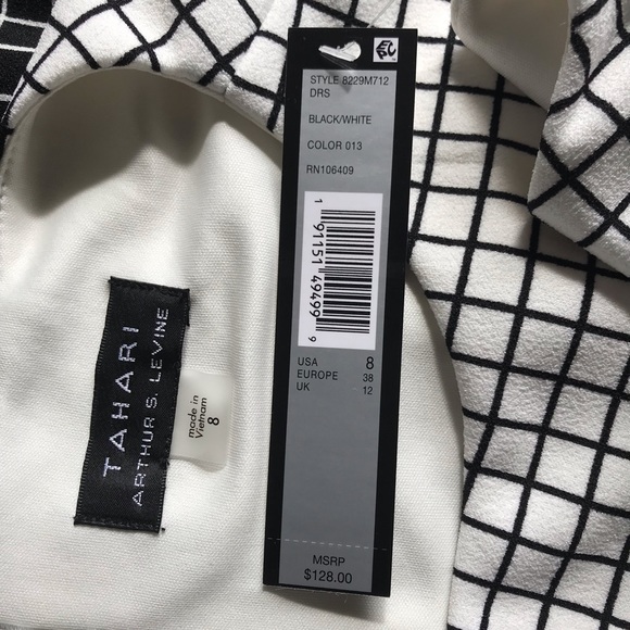 Tahari Mini Check Two Tone Dress - Picture 7 of 8